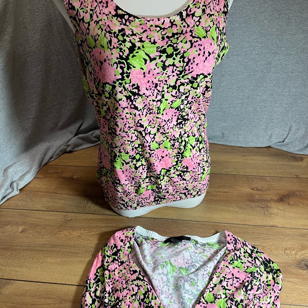 Floral Pink and Green Women's Sweater 2 pc. Set